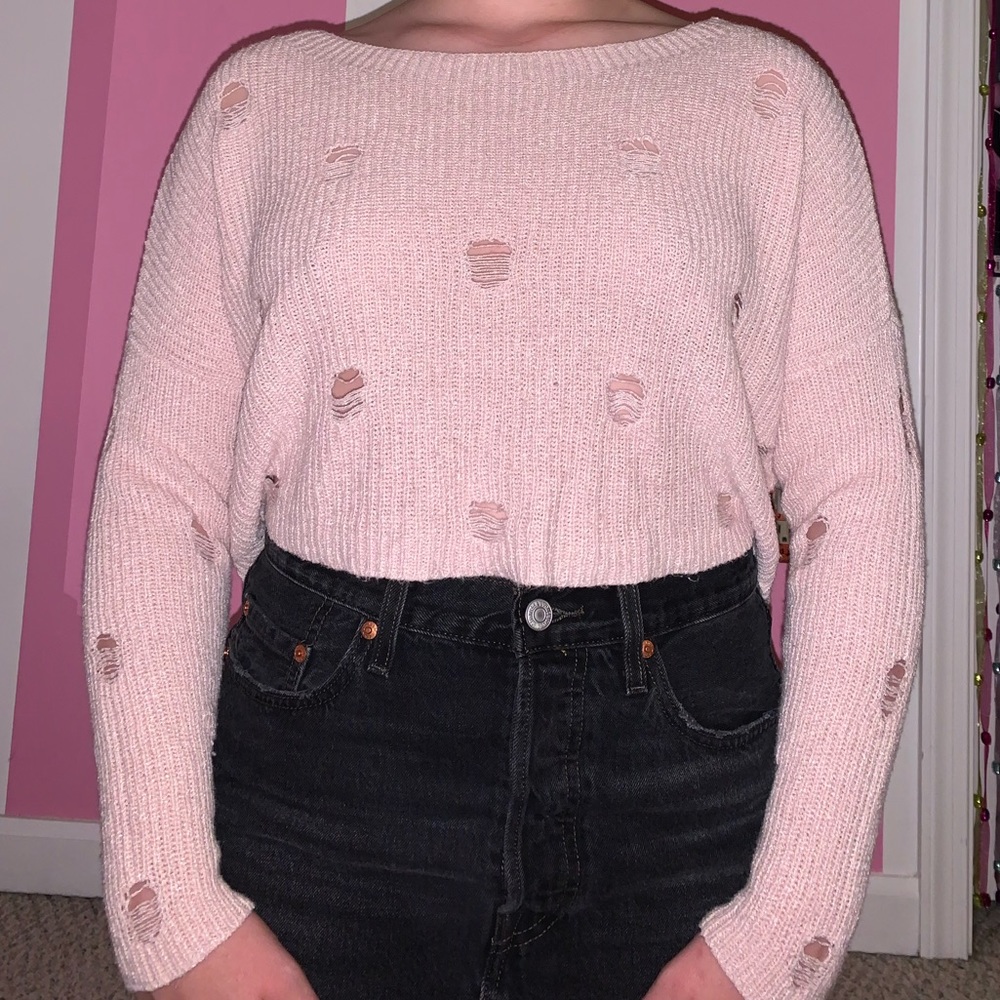 Ripped, cropped sweater